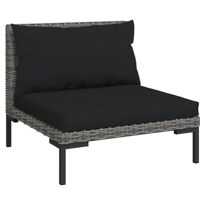 5 Piece Garden Lounge Set with Cushions Poly Rattan Dark Grey