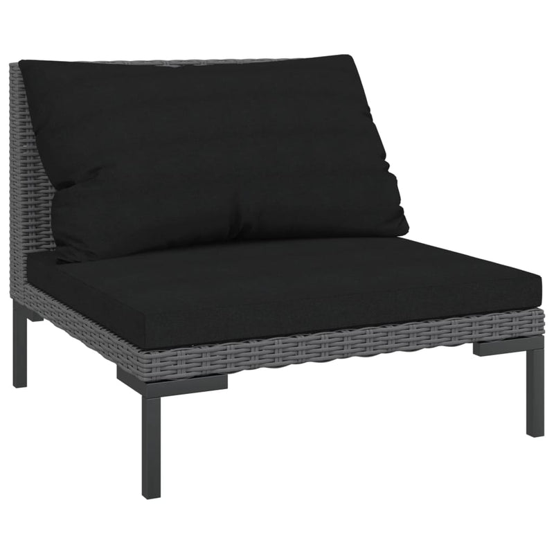 7 Piece Garden Lounge Set with Cushions Poly Rattan Dark Grey