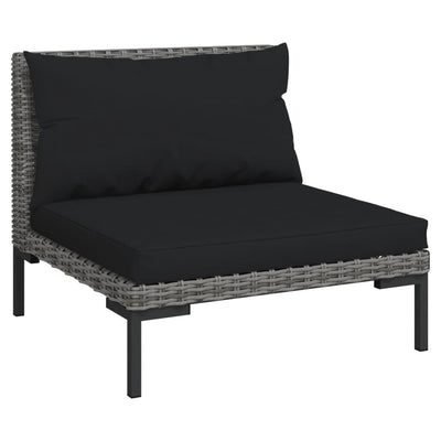 3 Piece Garden Lounge Set with Cushions Poly Rattan Dark Grey