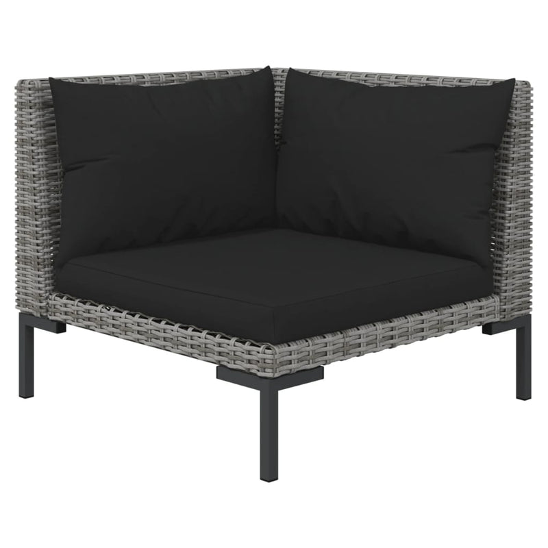 3 Piece Garden Lounge Set with Cushions Poly Rattan Dark Grey