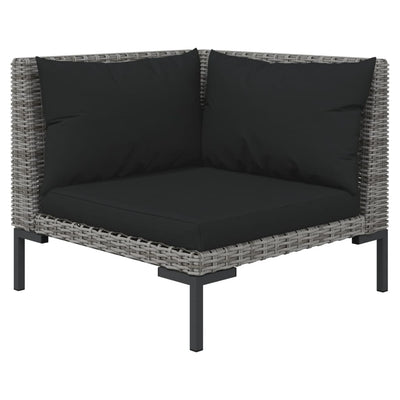 5 Piece Garden Lounge Set with Cushions Poly Rattan Dark Grey