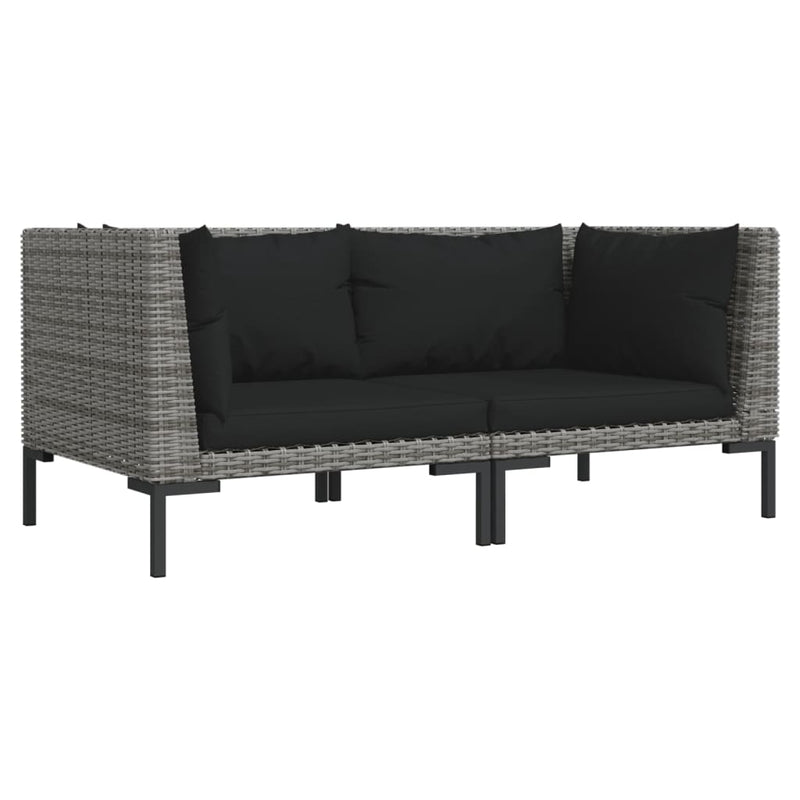 7 Piece Garden Lounge Set with Cushions Poly Rattan Dark Grey