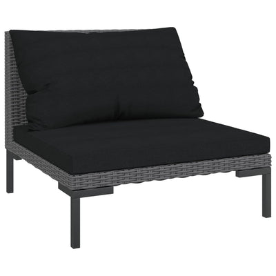 7 Piece Garden Lounge Set with Cushions Poly Rattan Dark Grey