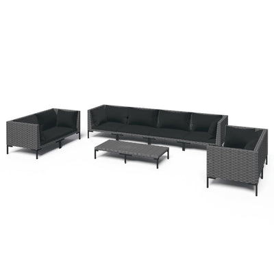 9 Piece Garden Lounge Set with Cushions Poly Rattan Dark Grey