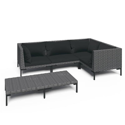 5 Piece Garden Lounge Set with Cushions Poly Rattan Dark Grey