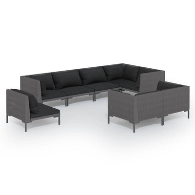 8 Piece Garden Lounge Set with Cushions Poly Rattan Dark Grey