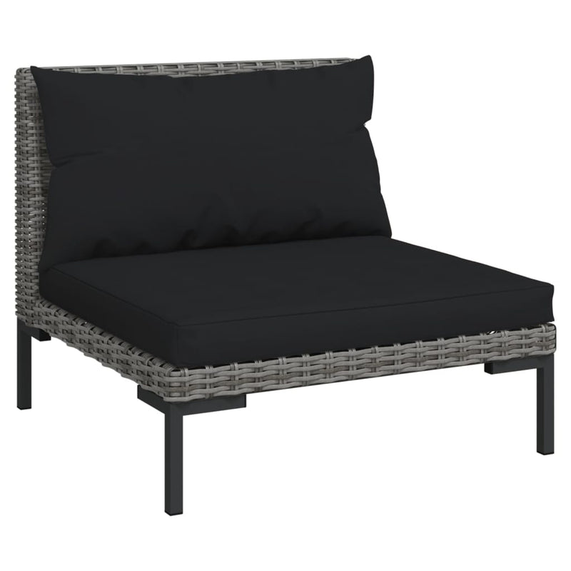 9 Piece Garden Lounge Set with Cushions Poly Rattan Dark Grey