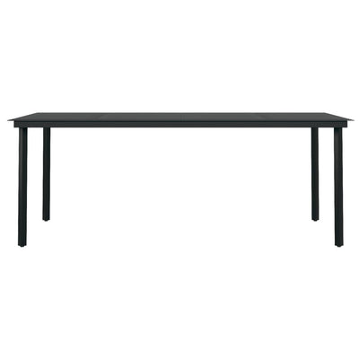 Garden Dining Table Black 200x100x74 cm Steel and Glass