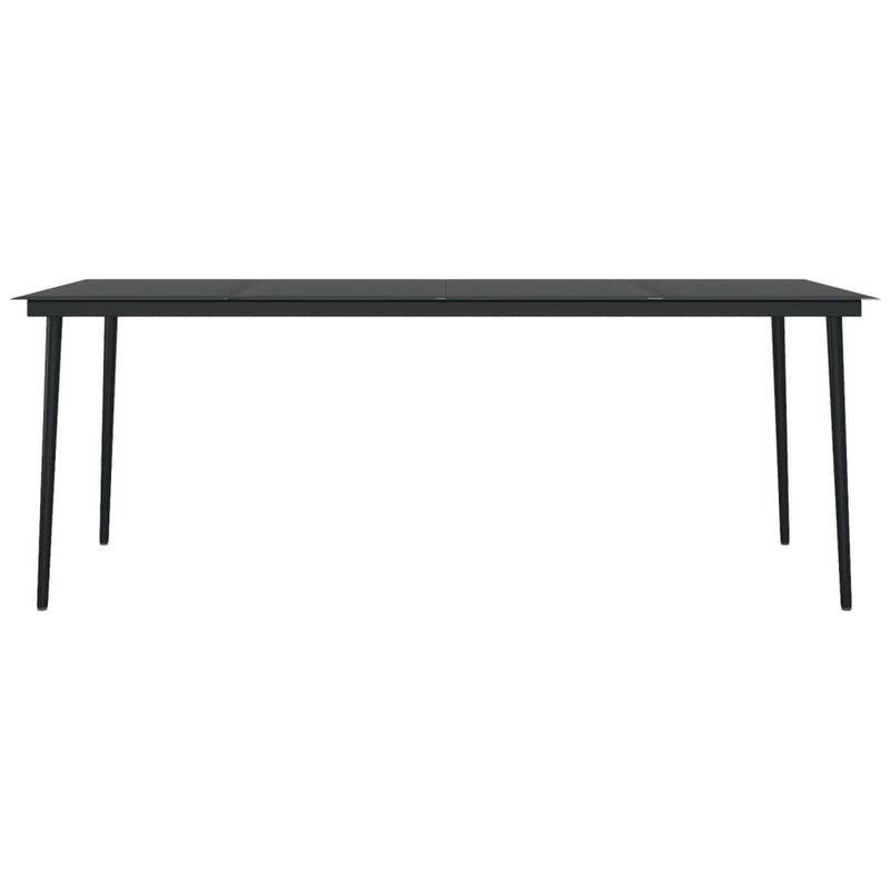 Garden Dining Table Black 200x100x74 cm Steel and Glass