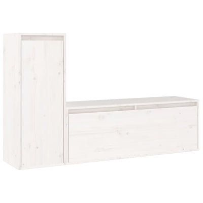 TV Cabinets 2 pcs White Solid Wood Pine