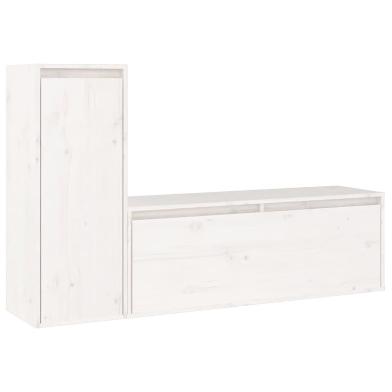 TV Cabinets 2 pcs White Solid Wood Pine