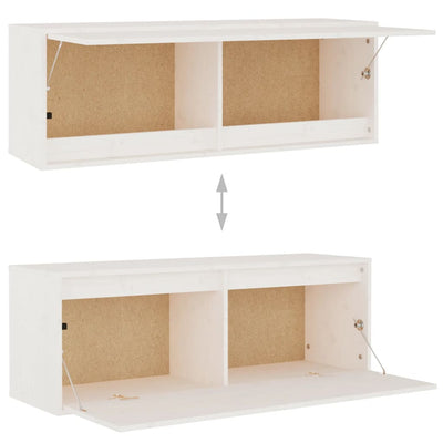 TV Cabinets 2 pcs White Solid Wood Pine