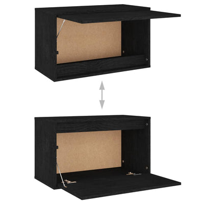 TV Cabinets 3 pcs Black Solid Wood Pine