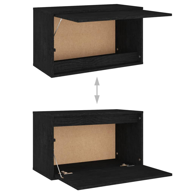 TV Cabinets 3 pcs Black Solid Wood Pine