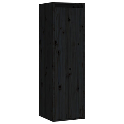 TV Cabinets 3 pcs Black Solid Wood Pine