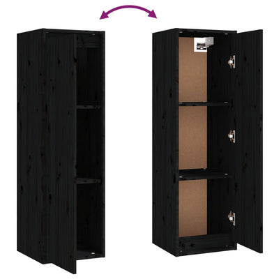 TV Cabinets 3 pcs Black Solid Wood Pine