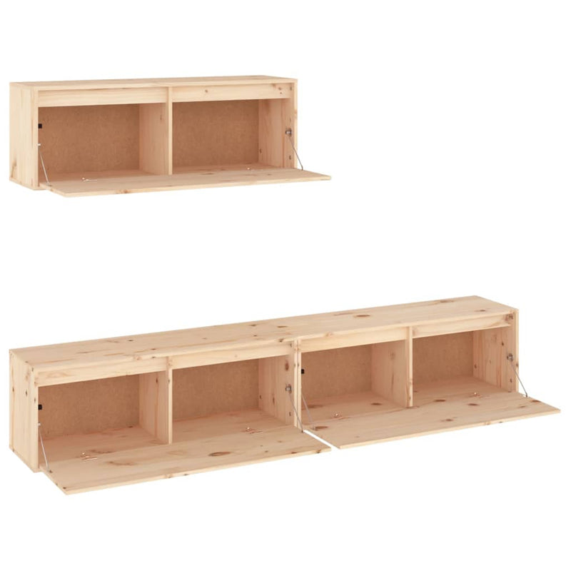 TV Cabinets 3 pcs Solid Wood Pine