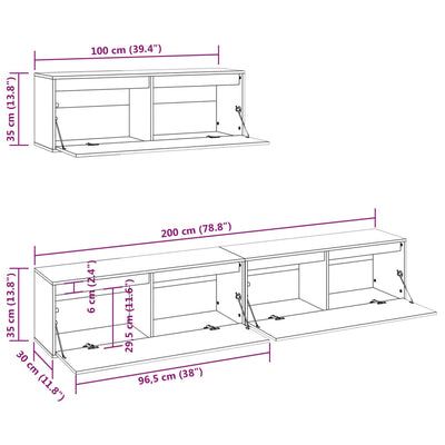 TV Cabinets 3 pcs Solid Wood Pine