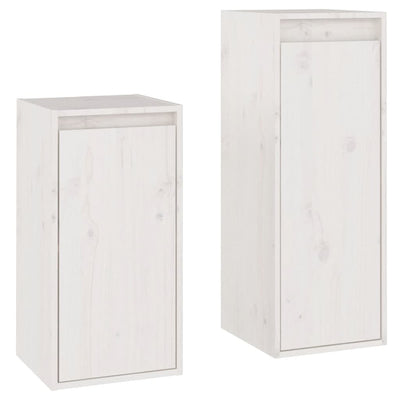 TV Cabinets 2 pcs White Solid Wood Pine