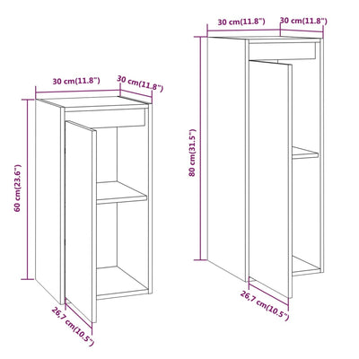 TV Cabinets 2 pcs White Solid Wood Pine