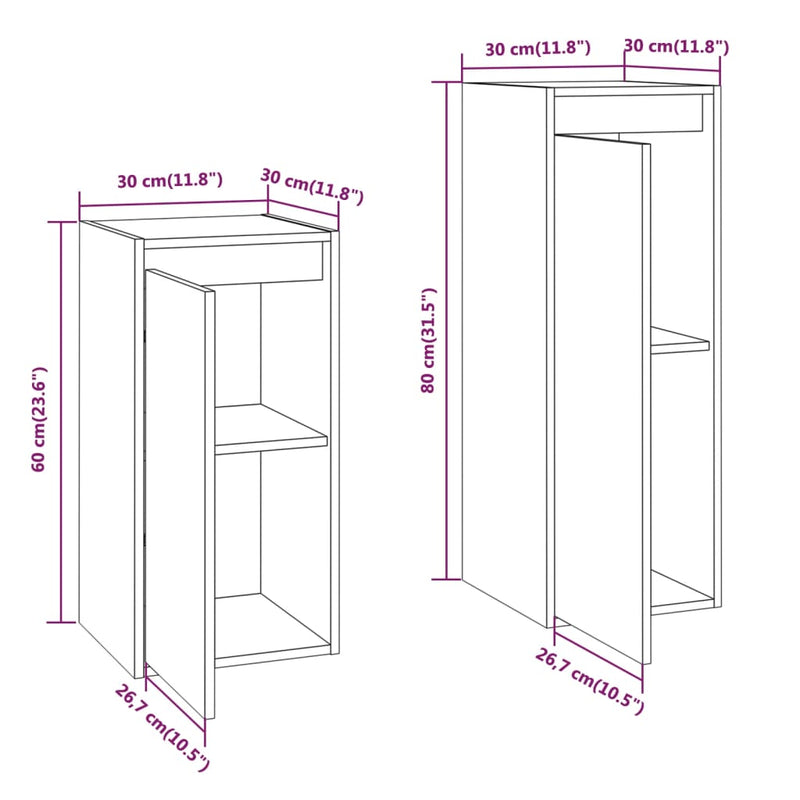 TV Cabinets 2 pcs White Solid Wood Pine