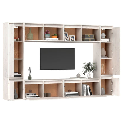 TV Cabinets 8 pcs White Solid Wood Pine