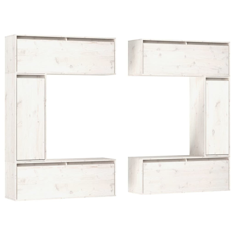 TV Cabinets 6 pcs White Solid Wood Pine