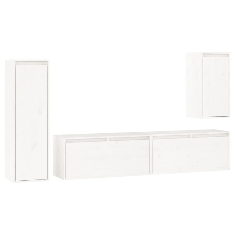 TV Cabinets 4 pcs White Solid Wood Pine