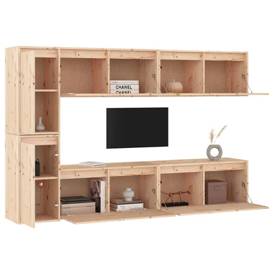 TV Cabinets 6 pcs Solid Wood Pine