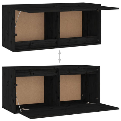 TV Cabinets 5 pcs Black Solid Wood Pine