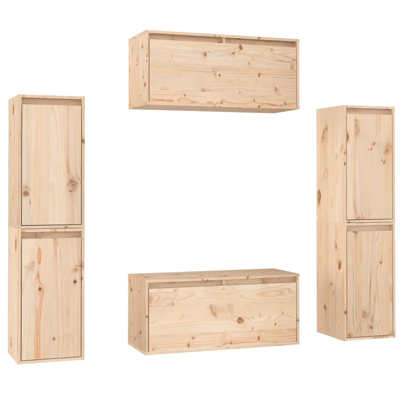 TV Cabinets 6 pcs Solid Wood Pine