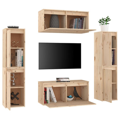 TV Cabinets 6 pcs Solid Wood Pine