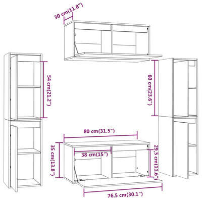 TV Cabinets 6 pcs Solid Wood Pine