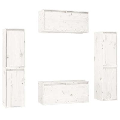 TV Cabinets 6 pcs White Solid Wood Pine