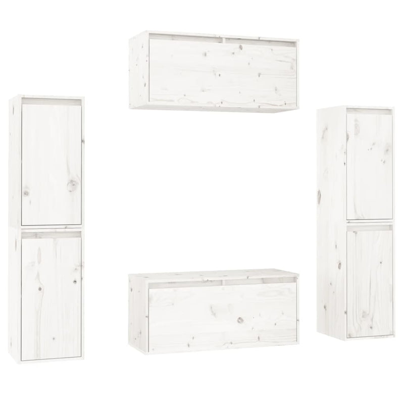 TV Cabinets 6 pcs White Solid Wood Pine