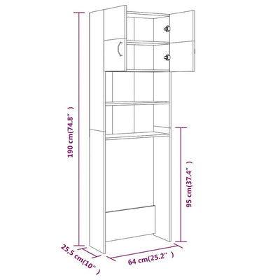 Washing Machine Cabinet Smoked Oak 64x25.5x190 cm