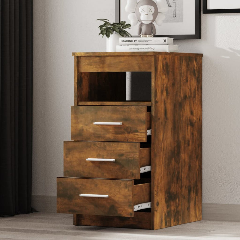 Drawer Cabinet Smoked Oak 40x50x76 cm Engineered Wood