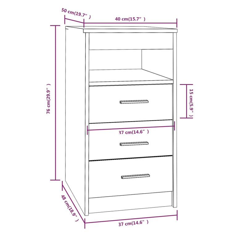 Drawer Cabinet Grey Sonoma 40x50x76 cm Engineered Wood