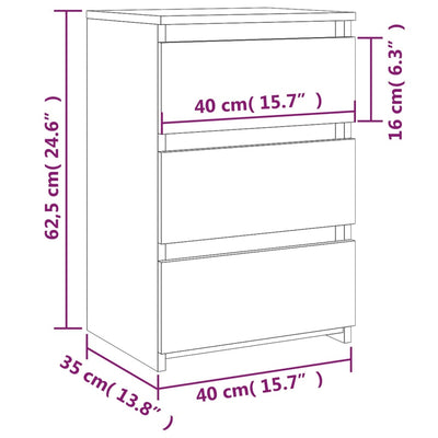 Bed Cabinets 2 pcs  Grey Sonoma 40x35x62.5 cm Engineered Wood