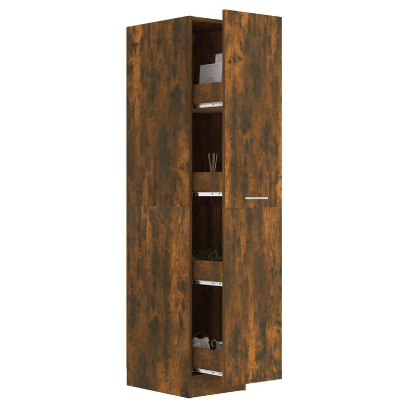 Apothecary Cabinet Smoked Oak 30x42.5x150 cm Engineered Wood