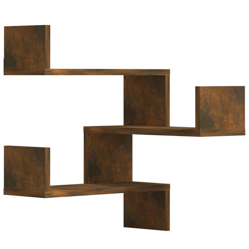 Wall Corner Shelves 2 pcs Smoked Oak 40x40x50 cm Engineered Wood