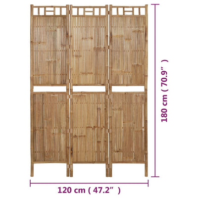 3-Panel Room Divider Bamboo 120x180 cm