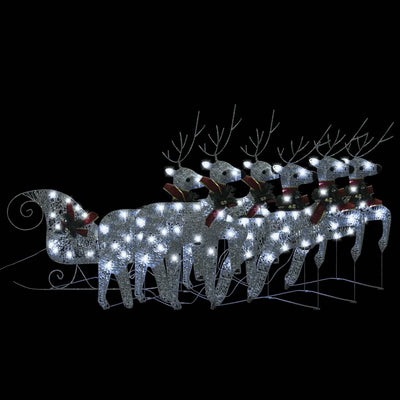 Reindeer & Sleigh Christmas Decoration 140 LEDs Outdoor Silver