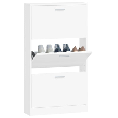 Shoe Cabinet White 59x17x108 cm Engineered Wood