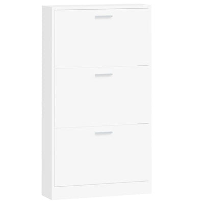 Shoe Cabinet White 59x17x108 cm Engineered Wood