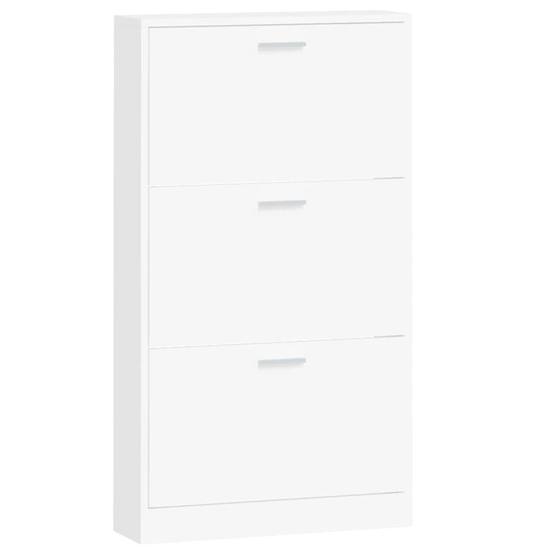 Shoe Cabinet White 59x17x108 cm Engineered Wood