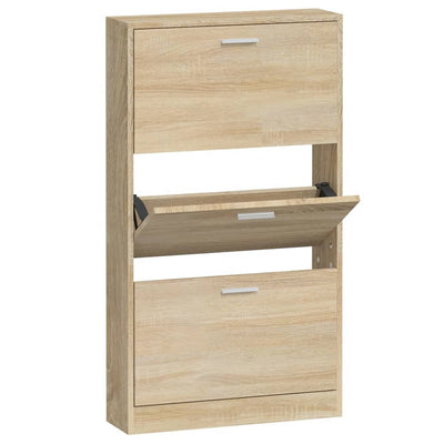 Shoe Cabinet Oak 59x17x108 cm Engineered Wood