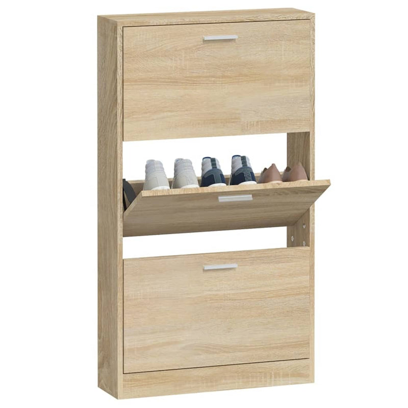 Shoe Cabinet Oak 59x17x108 cm Engineered Wood