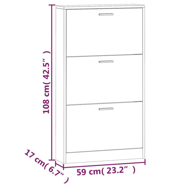 Shoe Cabinet Oak 59x17x108 cm Engineered Wood