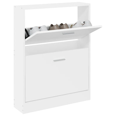 Shoe Cabinet White 59x17x81 cm Engineered Wood